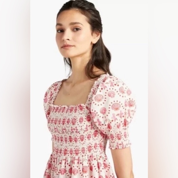 Hill House Home Nap Dress Athena Mermaid White & Pink Dress Coastal Beach Small - Picture 3 of 6